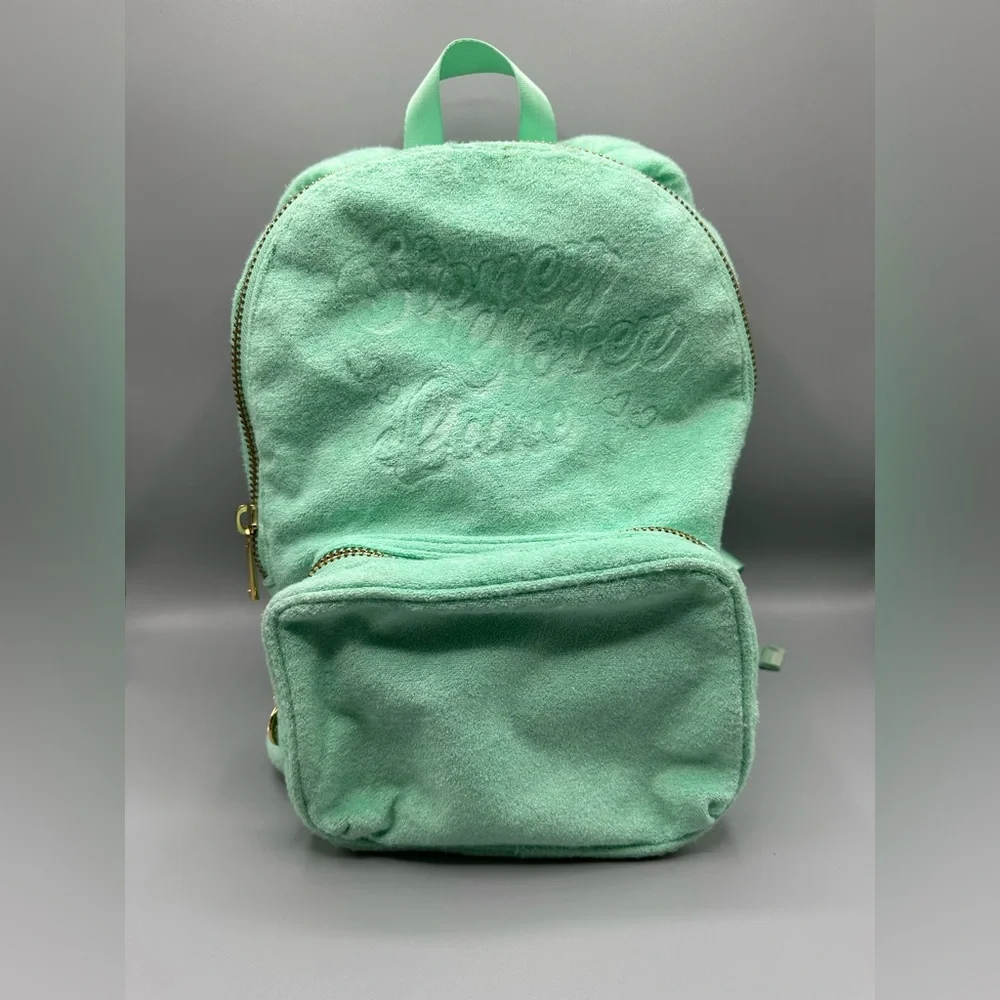 Stoney Clover Lane Terry Cloth Embossed Backpack Light Green Mint